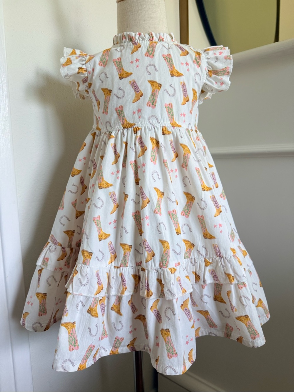 Hollis Baker 3T Western Cowboy Boot Print Dress Girls Boutique Twirl